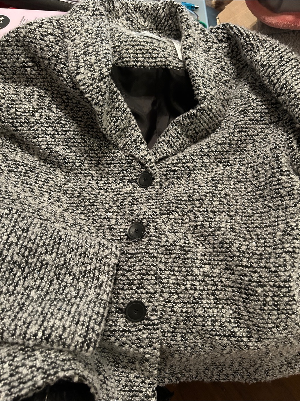 Alfred Dunner Black and White Bouclé Blazer